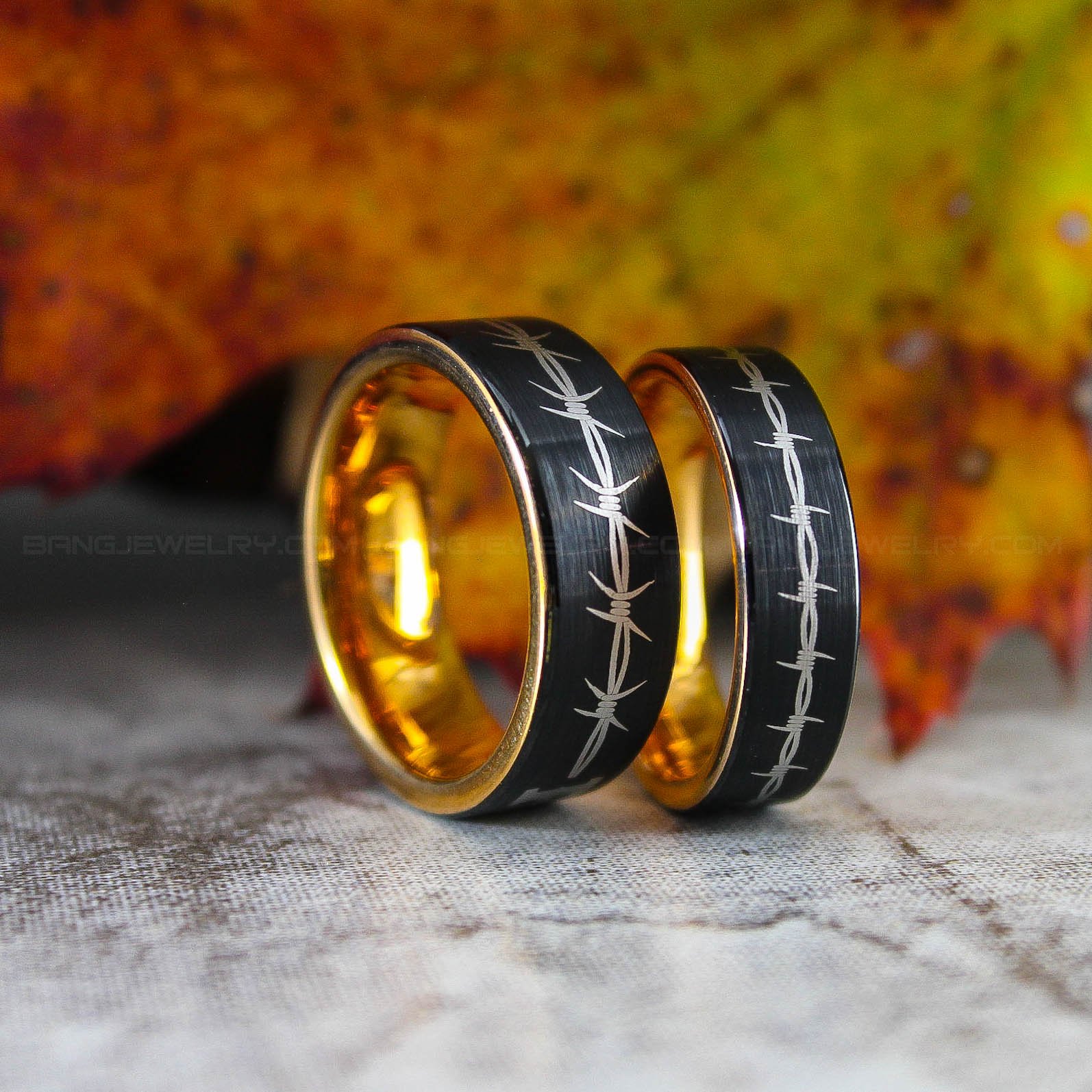 IMG_3019 Barbed Wire Rings, Black Wedding Bands, Couple Ring Set, Matching Couple Rings - Image 1