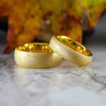 Sandblasted Rings, Couple Rings, Yellow Gold Wedding Bands, Matching Wedding Rings