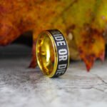 Ride or Die Rings, Yellow Gold Rings, Black Wedding Bands, Couple Ring Set, Matching Couple Rings - Image 5