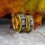 Ride or Die Rings, Yellow Gold Rings, Black Wedding Bands, Couple Ring Set, Matching Couple Rings - Image 4