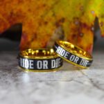 Ride or Die Rings, Yellow Gold Rings, Black Wedding Bands, Couple Ring Set, Matching Couple Rings - Image 3