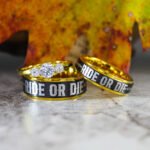 Ride or Die Rings, Yellow Gold Rings, Black Wedding Bands, Couple Ring Set, Matching Couple Rings