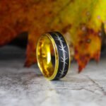 Yellow Gold Ring, Barbed Wire Ring, Black Wedding Band, Barbed Wire Wedding Band