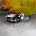 Silver Wedding Rings, Barbed Wire Rings, Black Wedding Bands, Couple Ring Set, Matching Couple Rings