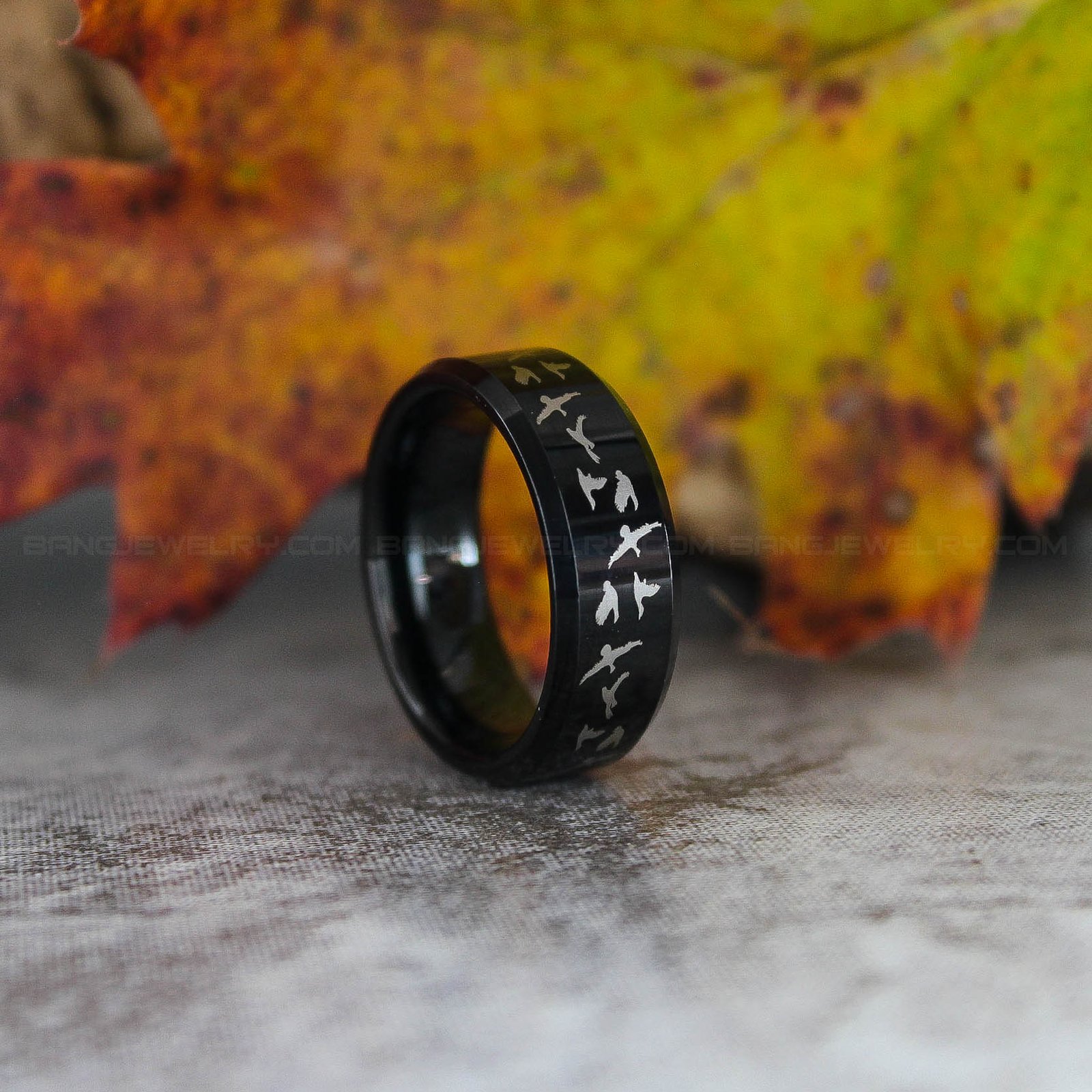 IMG_3122 Flying Geese Ring, Geese Hunting Ring, Duck Hunting Ring, Duck Wedding Ring - Image 1