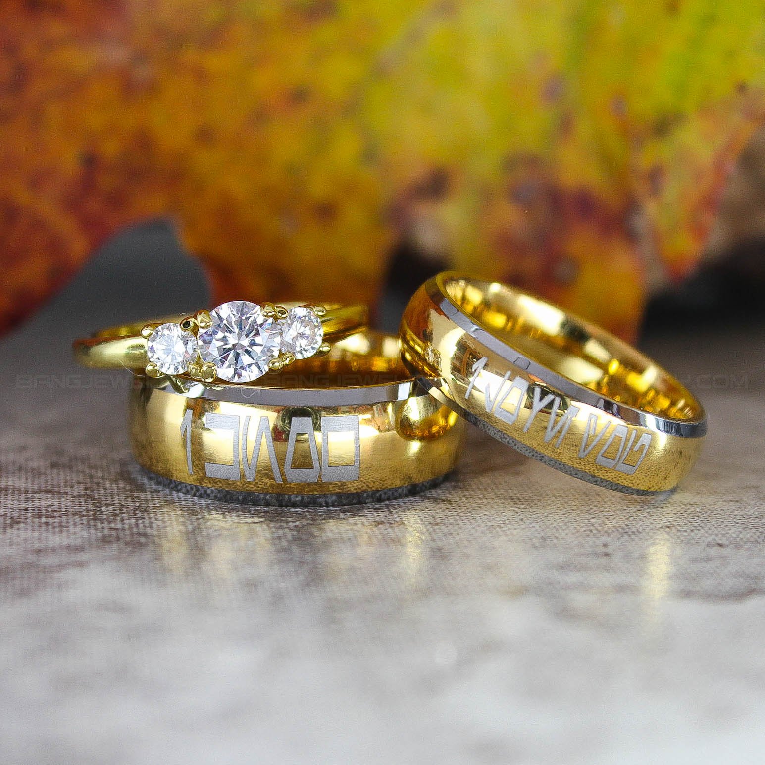 IMG_3147 Aurebesh Wedding Rings, Star Wars Wedding Rings, Aurebesh Jewelry, Aurebesh Rings - Image 1