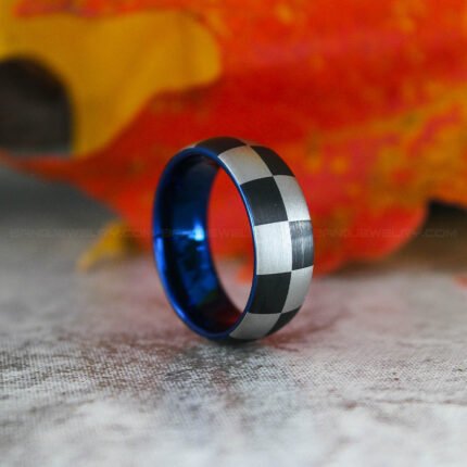Checkered Flag Ring, Racing Ring, Checkered Flag Wedding Band, Racing Flag Ring