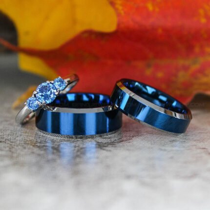 Blue Wedding Rings, Blue Wedding Bands, Matching Couple Rings, Coupe Wedding Bands
