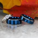 Blue Wedding Rings, Blue Wedding Bands, Matching Couple Rings, Coupe Wedding Bands