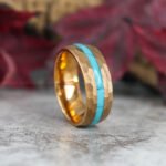 Hammered Wedding Bands, Hammered Rings, Hammered Wedding Rings, Turquoise Wedding Bands - Image 4