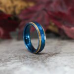 Hammered Wedding Bands, Hammered Rings, Hammered Wedding Rings, Blue Tungsten Bands - Image 4