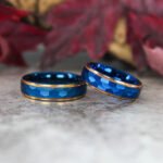 Hammered Wedding Bands, Hammered Rings, Hammered Wedding Rings, Blue Tungsten Bands