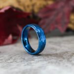 Hammered Wedding Bands, Hammered Rings, Hammered Wedding Rings, Blue Tungsten Bands - Image 4