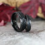 Hammered Wedding Bands, Hammered Rings, Hammered Wedding Rings, Black Tungsten Bands - Image 5