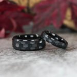 Hammered Wedding Bands, Hammered Rings, Hammered Wedding Rings, Black Tungsten Bands - Image 4