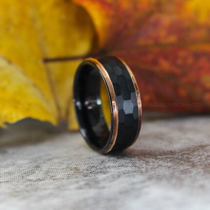 Hammered Wedding Band, Hammered Ring, Hammered Wedding Ring, Black Tungsten Band
