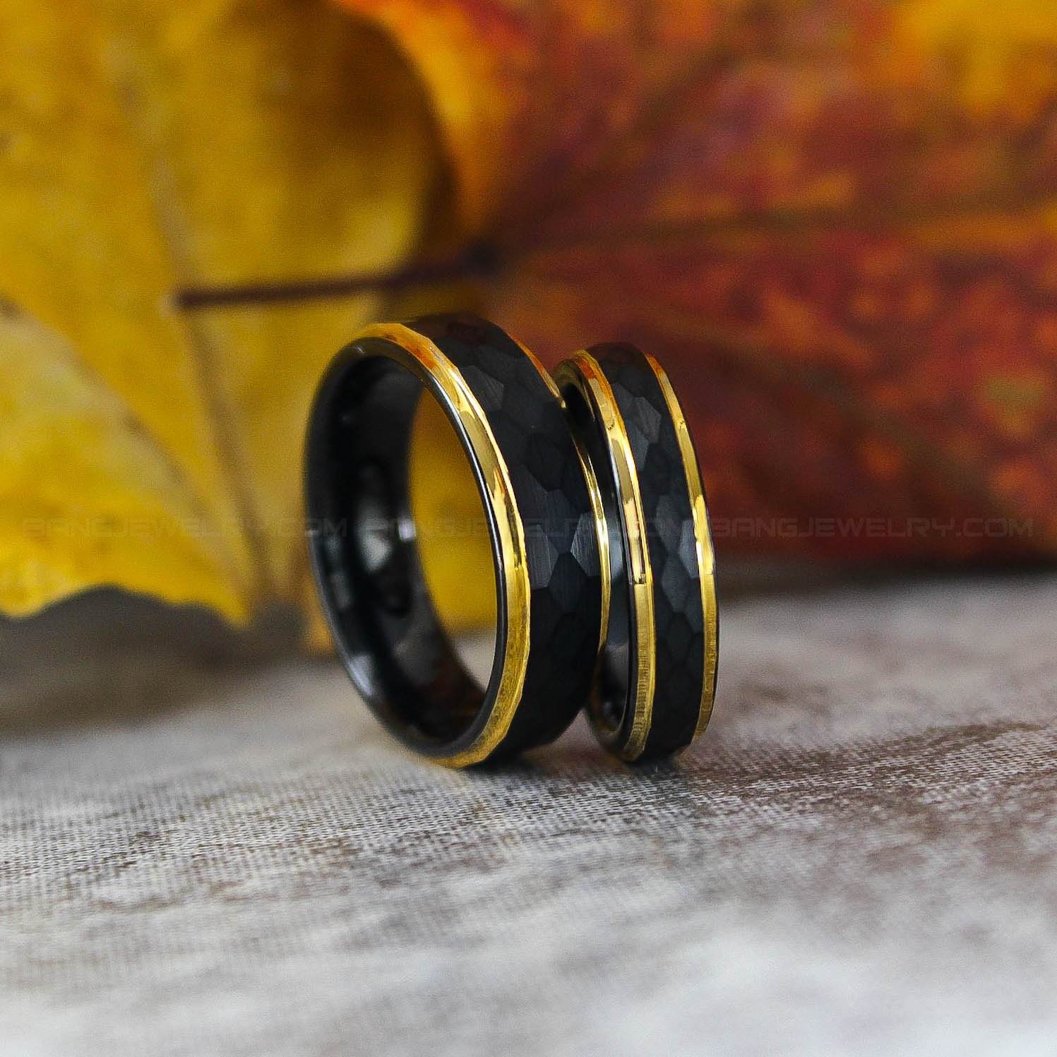 IMG_3253 Hammered Wedding Bands, Hammered Rings, Hammered Wedding Rings, Black Tungsten Bands - Image 1