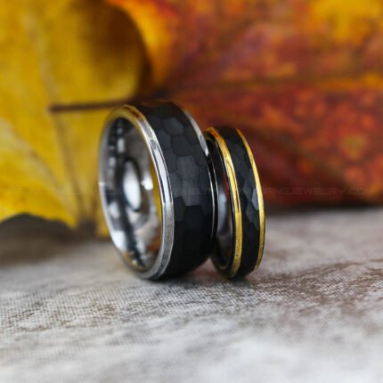 Hammered Wedding Bands, Hammered Rings, Hammered Wedding Rings, Black Tungsten Bands