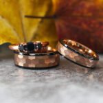 Hammered Wedding Bands, Hammered Rings, Hammered Wedding Rings, Rose Gold Tungsten Bands