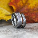 Silver Wedding Ring, Silver Tungsten Band with Purple Center Carbon Fiber Dragon Inlay Pattern, Silver Tungsten Wedding Ring - Image 4