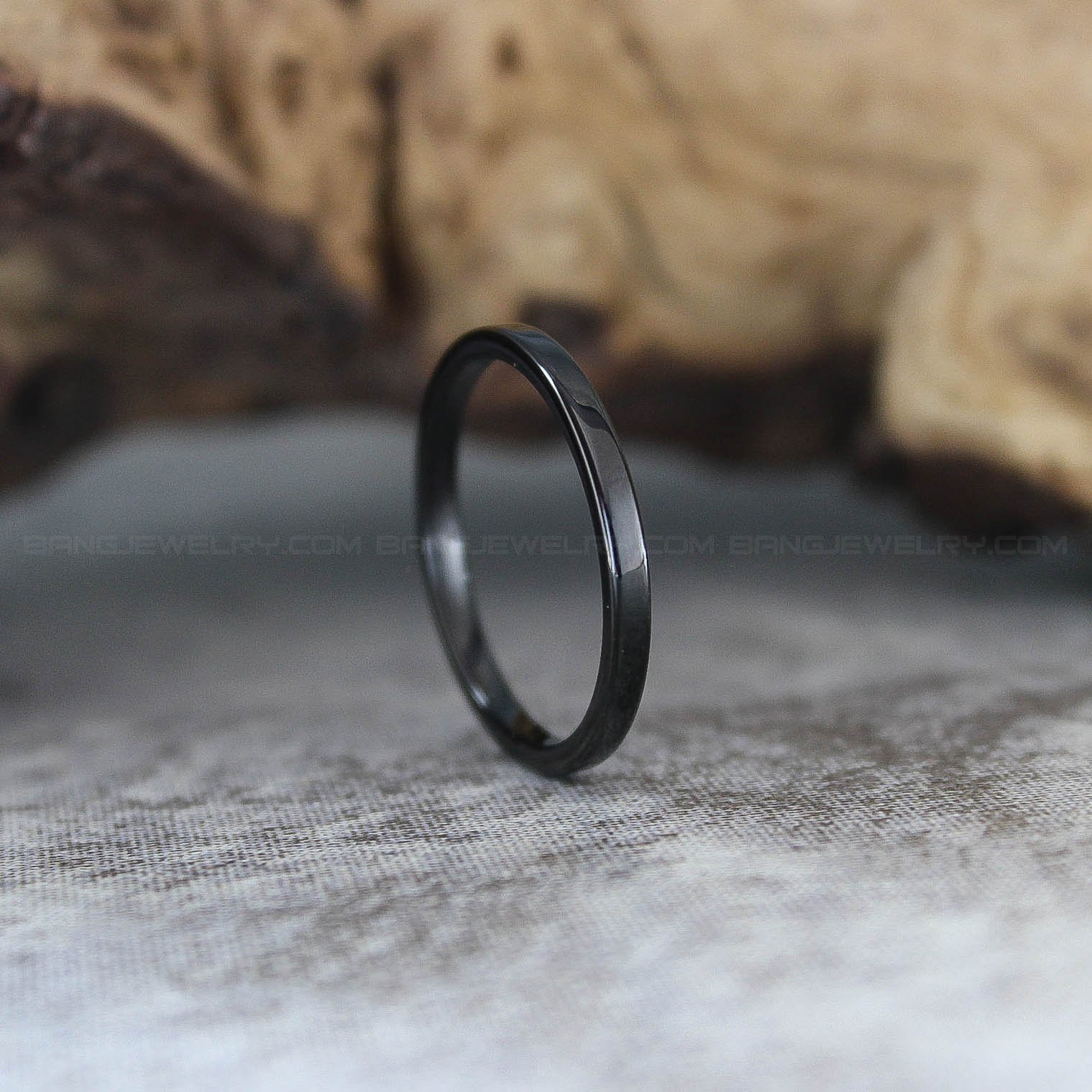 IMG_3288 2mm Wedding Band, Black Wedding Band, Black Wedding Ring, 2mm Black Wedding Ring - Image 1