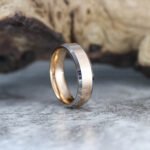 Rose Gold Wedding Ring, Rose Gold Tungsten Band with Silver Beveled Edge, Rose Gold Wedding Band
