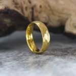 Hammered Wedding Band, Hammered Ring, Hammered Wedding Ring, Yellow Gold Tungsten Band