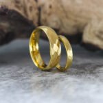 Hammered Wedding Band, Hammered Ring, Hammered Wedding Ring, Yellow Gold Tungsten Band - Image 4