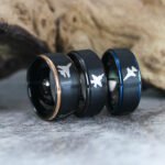 Fighter Aircraft Ring, Army Ring, Military Ring, Airforce Ring, Military Jewelry, Black Wedding Band, His Wedding Band, Fighter Jet Wedding