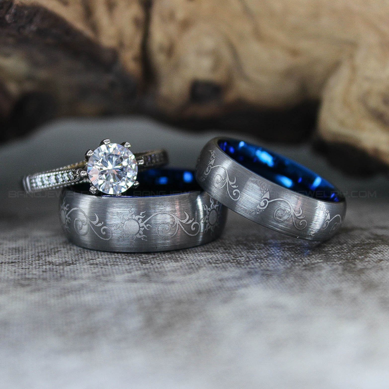 IMG_3354 Sun and Moon Rings, Sun and Moon Wedding Bands, Sun and Moon Jewelry, Couple Rings - Image 1