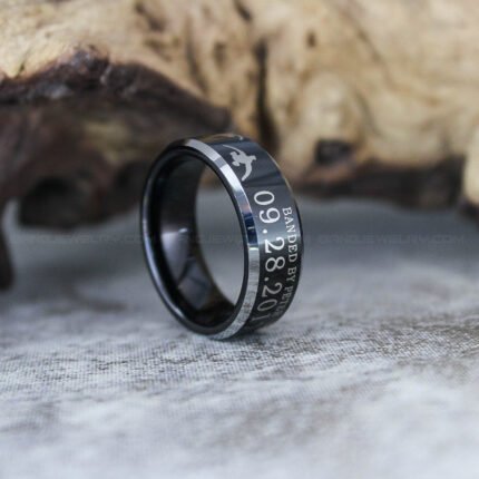 Personalized Banded Together Rings, Matching Couple Wedding Bands, Couple Wedding Rings