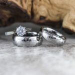 Personalized Banded Together Rings, Matching Couple Wedding Bands, Couple Wedding Rings