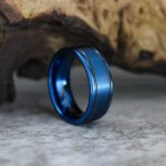 Blue Wedding Bands, Blue Wedding Rings, Blue Tungsten Rings, Blue Couple Rings - Image 3