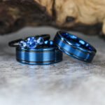 Blue Wedding Bands, Blue Wedding Rings, Blue Tungsten Rings, Blue Couple Rings