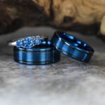 Blue Wedding Bands, Blue Wedding Rings, Blue Tungsten Rings, Blue Couple Rings