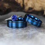 Blue Wedding Bands, Blue Wedding Rings, Blue Tungsten Rings, Blue Couple Rings