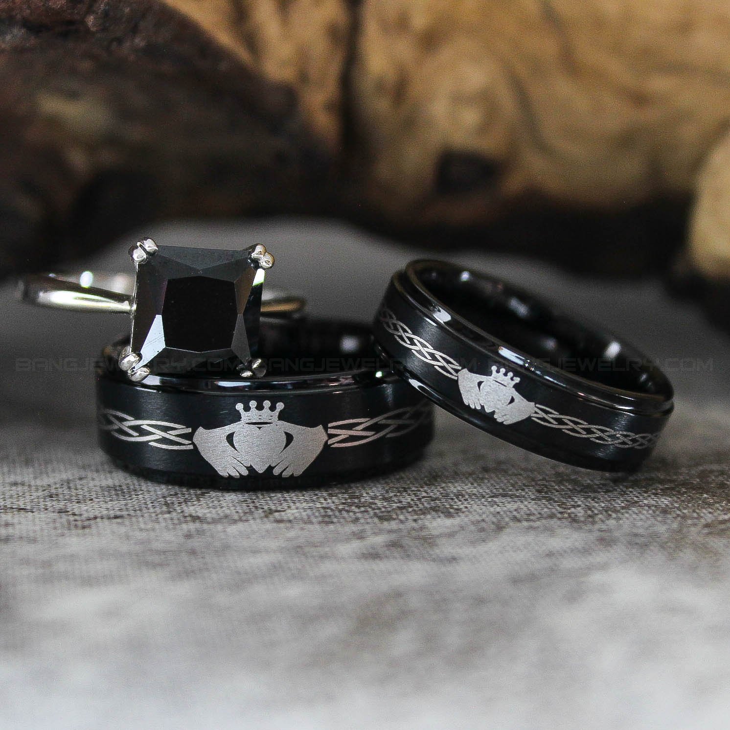 IMG_3393 Claddagh Rings, Claddagh Couple Wedding Bands, Irish Rings, Couple Ring Set - Image 1